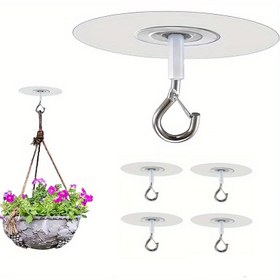 Resim 4 Adet Ağır Hizmet Tipi Kendinden Yapışkanlı Tavan Kancaları - Balonlar, Rüzgar Çanları, Işıklar, Bitkiler için Matkap Gerektirmeyen PVC Asma Kancalar - Ev ve Ticari Kullanım İçin Çok Fonksiyonlu Hasarsız Kanca Çözümleri | Yapıştırıcı Montaj 