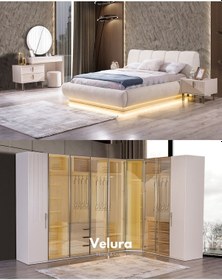 Resim Tress Yatak Odası Takımı 9 Kapaklı Köşe Dolap + Şifonyer + Komodin + Karyola 