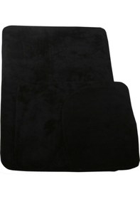 Resim Unicolor Düz Siyah 3'lü Banyo Paspası Halısı Seti Kaymaz Deri Tab Siyah 