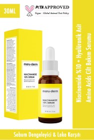 Resim Maruderm niacinamide %10 + hyalüronik asit + panthenol cilt bakım serumu 30 ml 