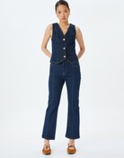 Resim İspanyol Paça Nervürlü Düğmeli Normal Bel Bootcut Jean Pantolon - Kick Flare Jean 