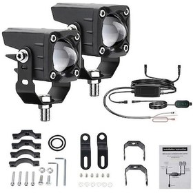 Resim Hallow-motosiklet Led Sürüş Sis Farları 120w 18000lm 6 Aydınlatma K22731r Kl Siyah Siyah 