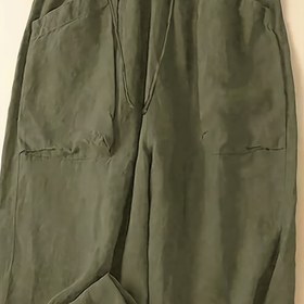 Resim Kadınlar İçin Plus Beden Şık Resmi ve Günlük Pantolon - Zeytin Yeşili İpli Bel, Esnek Olmayan Kumaş Ofis, Yarı Resmi Etkinlikler için İlkbahar/Sonbahar/Yaz Sonu Pantolonları (Makinede Yıkanabilir), Ofis Giyimi, Klasik Tarz, Dayanıklı Yapım, Çok Yönlü Alt Giysi, Stil Dolabı 