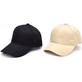 Resim Unisex Ayarlanabilir Spor Basic Kep Şapka | Siyah Bej 2li Paket 