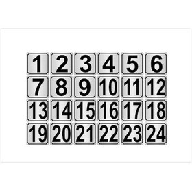 Resim Metal Kapı,masa,dolap Numarası 15cmx15cm 24 Adet (1…24) Gümüş Renk Metal 