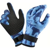 Resim Willowhaven Vofıw 3mm Donma Önleyici Dalış & Balıkçılık Eldiveni, Kaymaz Krampon Desenli, Kamuflaj Mavi Xl 