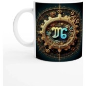 Resim Başak Burcu Baskılı Kahve Kupası - Zamanın Çarkları Astroloji Mekanizması Vs1 