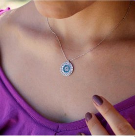 Resim Tamtur Baget Taşlı 925 Ayar Gümüş Kolye-2169 