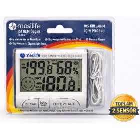 Resim Mesilife DC103 Dijital Isı Nem Ölçer Iç Dış Termometre Higrometre Problu Donma Alarmlı 