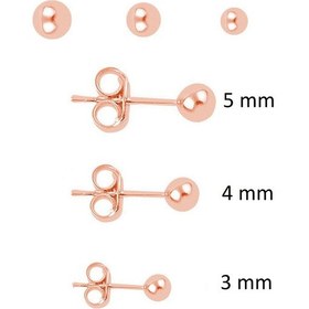 Resim Gümüş Rose 3 Boy Top Kombin Küpeler 