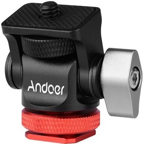 Resim Youtek Andoer Kırmızı Alüminyum Mini Tripod Başlığı - 1/4 Vida Ve Soğuk Ayakkabı Bağlantılı 