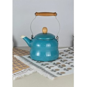 Resim UltraMint Alev Vintage Ahşap Saplı Emaye Demlik 2,5l Turkuaz 