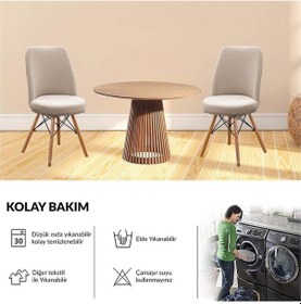 Resim Yıkanabilir Streç Lastikli Likralı Oval Sandalye Kılıfı - Yuvarlak Sandalye Örtüsü Vizon -rengi Açık Kahve 