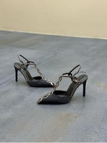 Resim DİVA Diva Siyah Platin Saten Kumaş Kadın Topuklu Abiye 