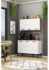 Resim İva Kahve Köşesi Fırınlı Airfry Dolabı Takımı Askılı Çok Amaçlı Erzak Dolabı Sepet-beyaz Sepet-beyaz 