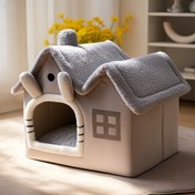 Resim Kedi Evi, Yavru Kediler ve Köpekler İçin Uygun, Çıkarılabilir ve Yıkanabilir Kedi Yatağı, Sıcak ve Yumuşak Konforlu Kedi Yatağı, Kedi Yatağı Minderi, Yavru Köpek Mağara Kümesi Hediyesi. 