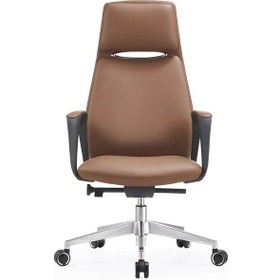 Resim Torendi Premium Deri Ofis Koltuğu Ergonomik Yapı & Ayarlanabilir Mekanizma Metal Ayaklı Kahverengi 