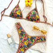 Resim Yeni Moda ve Rahat Meyve Baskılı Seksi Üç Noktalı Bikini 