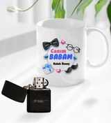 Resim Bk Gift Kişiye Özel Babalar Günü Hediyesi Canım Babam Tasarımlı Kupa Bardak Ve Benzinli Çakmak Seti-1 