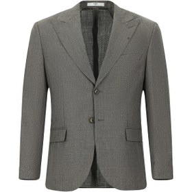 Resim Kiğılı 7 Drop Slim Fit Dar Kesim Yünlü Keten Karışımlı Klasik Ceket 