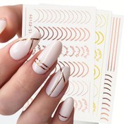 Resim Tırnak Sticker Fransız Çizgi DIY Nail Art Çıkartmalar Kendinden Yapışkanlı Tırnak Çıkartmaları 3D Geometri Çizgi Transfer Kaydırıcı Nail Art Dekorasyon Kadın Kızlar Için 