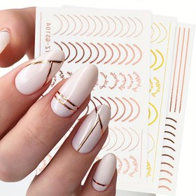 Resim Tırnak Sticker Fransız Çizgi DIY Nail Art Çıkartmalar Kendinden Yapışkanlı Tırnak Çıkartmaları 3D Geometri Çizgi Transfer Kaydırıcı Nail Art Dekorasyon Kadın Kızlar Için 