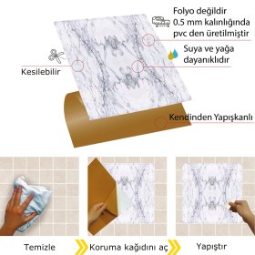 Resim Tink Kendinden Yapışkanlı Kesilebilir Mermer 013 Desenli Pvc Karo 30X30 cm (56 Adet) 5m2 