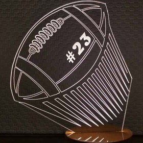 Resim BY-LAMP Amerikan Futbol Topu Led Masa Lambası Ahşap Taban 7 Farklı Işık Rengi 