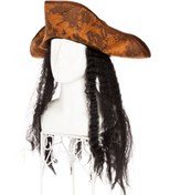 Resim neararsanbizden Siyah Saçlı Kaptan Korsan Şapkası 