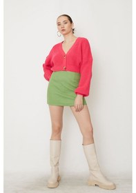 Resim Ilısana Kaşe Mini Etek-Fıstık Yeşili Yeşil 