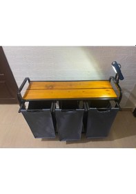 Resim Cımens Çamaşır Sepeti Kirli Sepeti Ahşap Büyük Boy 3 Bölmeli Gri - Siyah 