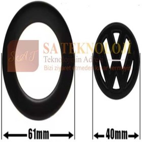 Resim Volkswagen Direksiyon Logo Ve Çerçeve Seti Siyah 40mm Logo-61mm 
