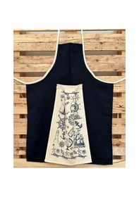 Resim Havlulu Mutfak Önlüğü Panama Örgülü Lacivert 