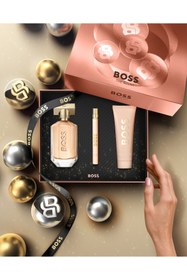 Resim BOSS The Scent For Her EDP 100 ml Parfüm + Seyahat Boy 10 ml + EDP 75 ml Vücut Losyonu Kadın Parfüm Seti 