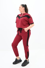 Resim Koza Butik Kadın Büyük Beden Yarım Fermuarlı Eşofman Takımı 8109-24 