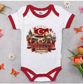 Resim Bk Gift Türkiye Taraftar Temalı 2026 Dünya Kupası Tasarımlı Kırmızı Bebek Body Zıbın-7 Tek Yürek Milli Takım Ruhu 