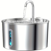 Resim 2.2L Paslanmaz Çelik Evcil Hayvan Su Fıskiyesi, Kediler ve Köpekler İçin Otomatik Döngü Filtrili Sessiz Pompa, Çoklu Kedi ve Köpek İçme Kabı (5V USB 1A Fiş Yok) 