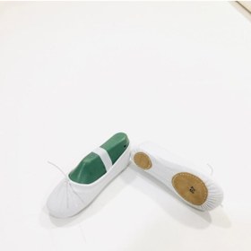 Resim Yıldız Bale Kostüm ve Spor Ürünleri Beyaz Kanvas Çift Taban Bale Patiği 