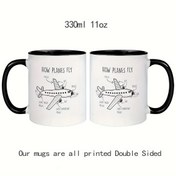 Resim Humorous How Planes Fly Mug - Premium Seramik Kahve Bardağı Siyah ve Beyaz Havacılık Tasarımı ile - Uçak Tutkunları ve Uçak Pilotları için Mükemmel Hediye - 330ml/11oz, Çift Taraflı Baskı, Kahve Bar Aksesuarları 