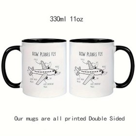 Resim Humorous How Planes Fly Mug - Premium Seramik Kahve Bardağı Siyah ve Beyaz Havacılık Tasarımı ile - Uçak Tutkunları ve Uçak Pilotları için Mükemmel Hediye - 330ml/11oz, Çift Taraflı Baskı, Kahve Bar Aksesuarları 