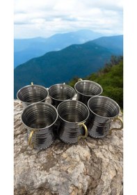 Resim 6 Lı Krom Ayran Bardağı, Büyük Boy, Bakır Görünümlü Bardak, Krom 