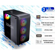 Resim Zenon Gaming LWL102 Ryzen 7-5700X 32GB 1tbssd RTX5060 650W Freedos Masaüstü Bilgisayar 