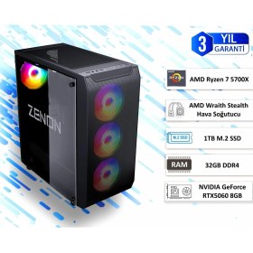 Resim Zenon Gaming LWL102 Ryzen 7-5700X 32GB 1tbssd RTX5060 650W Freedos Masaüstü Bilgisayar 
