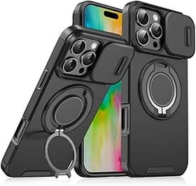 Resim Deppo Trend iPhone 16 Pro için Magsafe ile Uyumlu Kılıf Kamera Korumalı Sürgülü 360 Derece Dönebilen Stand Darbelere Karşı Dayanıklı Renkli Tank Kapak 