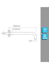 Resim Yapıtaşı Yt296 Ankastre Duvardan Tepe Duş Başlığı Borusu Oval40cm Krom 