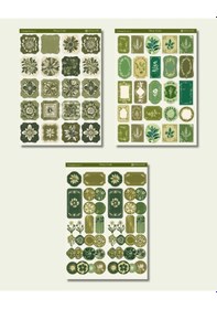 Resim 6'lı Yeşil Vintage Temalı Sticker Seti 12x17 Cm Bullet Journal, Scrapbook, Ajanda Ve Planlayıcı İçin Diğer 