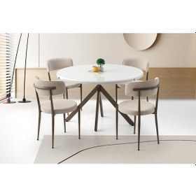 Resim Aristo Masa, Armoni Sandalye, Kar Beyaz, 120x120 Beyaz 