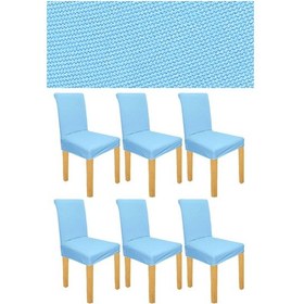 Resim Spandex Mikro Petek Kumaş Likralı Lastikli Tüylenmez 6'lı Sandalye Kılıfı Esnek Sandalye Örtüsü - Turkuaz 