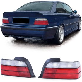 Resim X POWER TUNİNG bmw e36 1992.1998 Uyumlu 2.kapı oem kırmızı beyaz arka stop lambası 