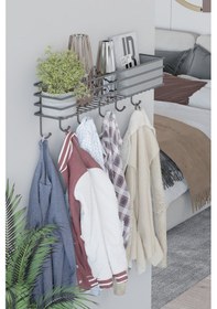 Resim 55x10 Cm Metal Portmanto Askılık Duvar Askısı Elbise Askılığı Siyah 